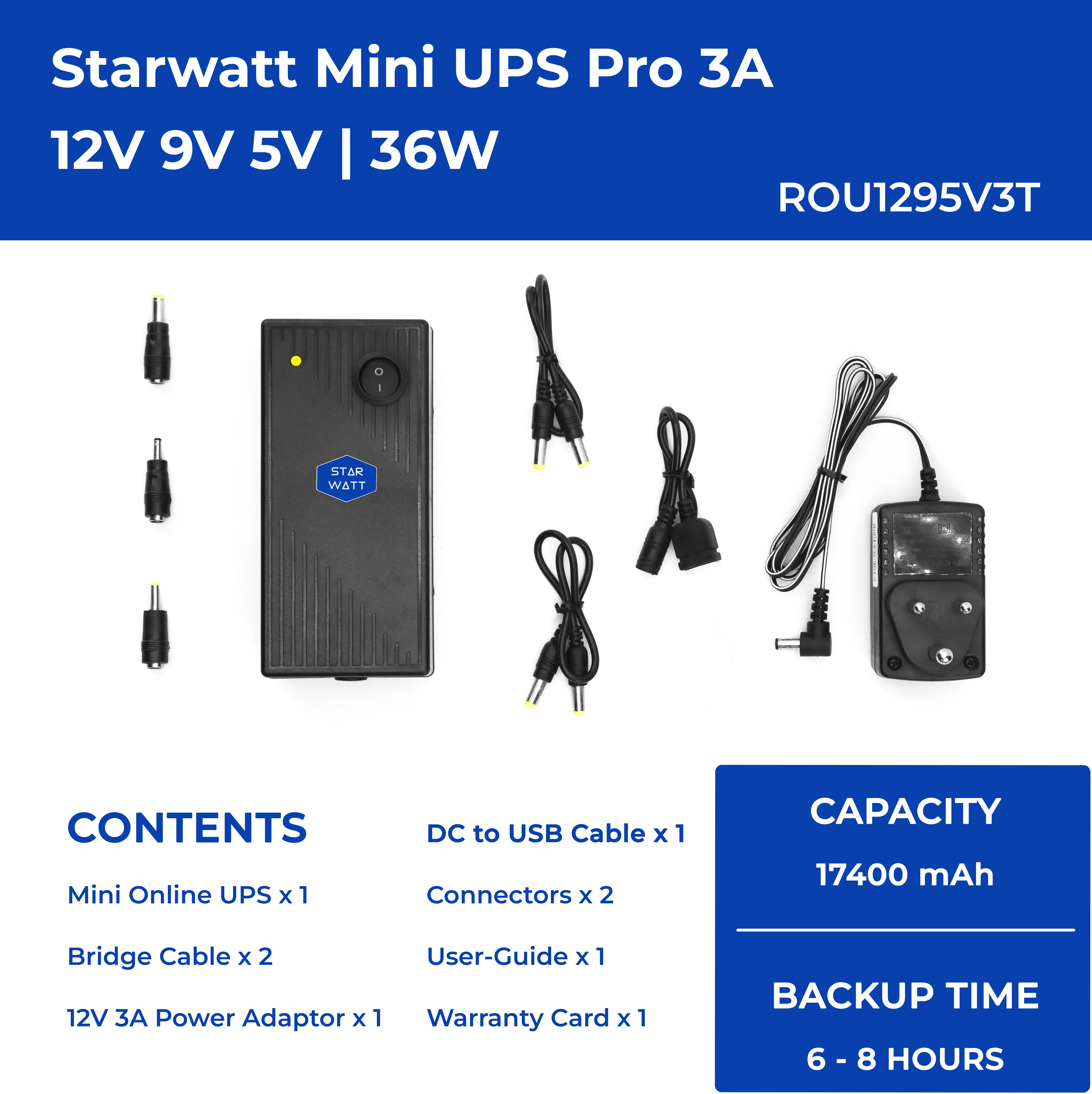 starwatt 3A three output UPS accesoreis