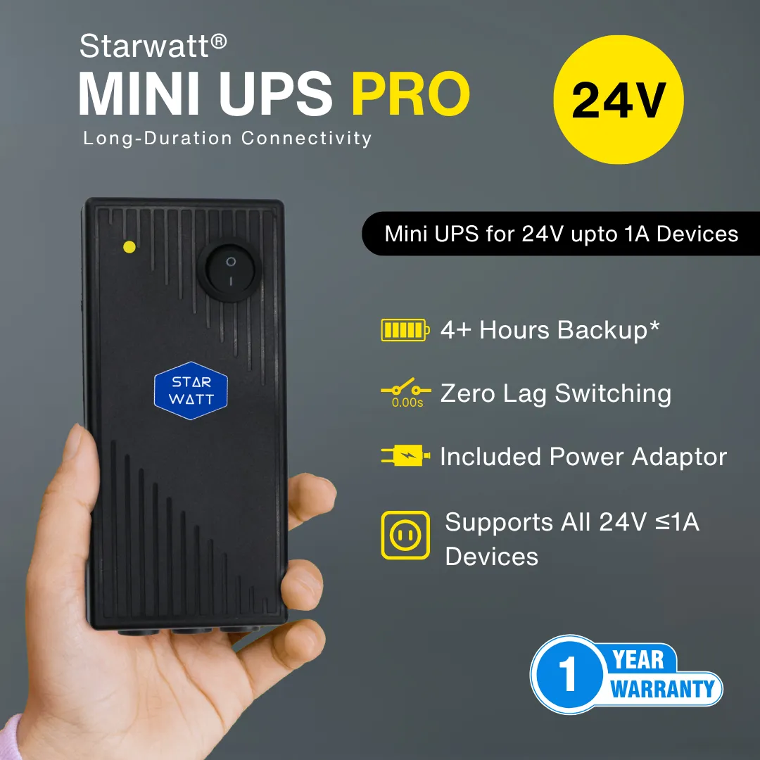 24V ups for Industrial IoT Devices, RTU, HMI, Flow meter, HMI, data logger and 24V PoE devices by Starwatt