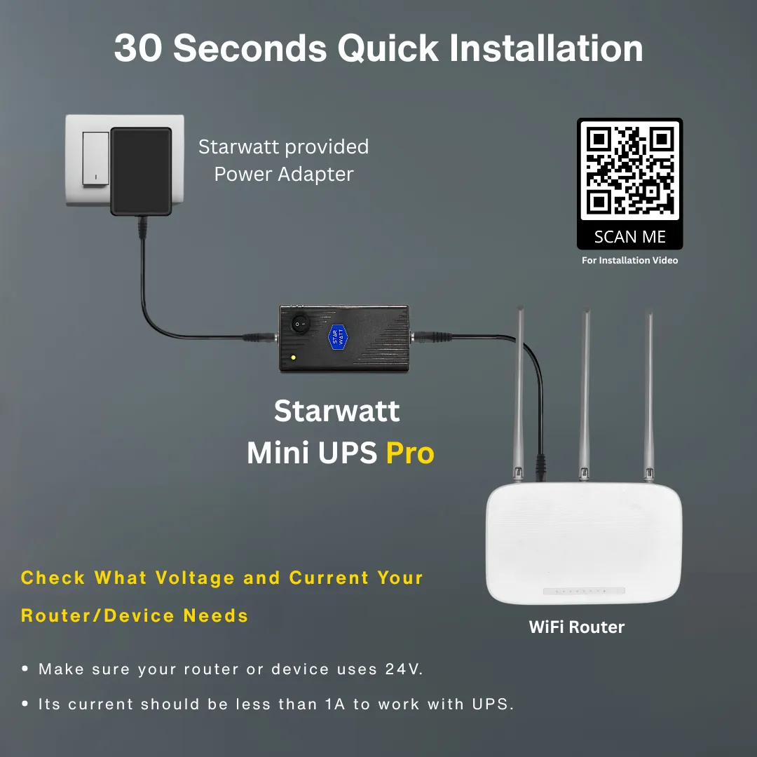 24V ups for Industrial IoT Devices, RTU, HMI, Flow meter, HMI, data logger and 24V PoE devices by Starwatt