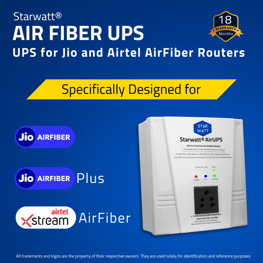 Jio Airfiber ups Airtel Xtream Air Fiber UPS Airtel Airfiber ups banaglore, starwatt airfiber ups, air fiber ups, Air Fiber UPS, Jio AirFiber & Airtel Airfiber UPS, Mini UPS for Jio AirFiber and AirFiber Plus WiFi Routers, Starwatt Airfiber UPS, Jio AirFiber UPS, Airtel AirFiber UPS, Starwatt Air Fiber UPS-5H, Mini UPS for Airtel AirFiber, Jio AirFiber Plus UPS, Airtel Xstream AirFiber UPS, Starwatt Jio AirFiber UPS, Starwatt Airtel AirFiber UPS, UPS for Jio AirFiber Routers, UPS for Airtel AirFiber Routers, Air Fiber UPS for WiFi Routers, Starwatt Mini UPS for AirFiber, Jio AirFiber & Airtel AirFiber Power Backup, Mini UPS for Jio AirFiber Plus, Starwatt UPS for AirFiber Routers, Air Fiber UPS with 220V Output, Jio AirFiber Mini UPS, Airtel AirFiber Mini UPS, Starwatt Air Fiber UPS for Routers, UPS for Jio AirFiber and Airtel AirFiber, Mini UPS for WiFi Routers, Starwatt Jio AirFiber Power Backup, Starwatt Airtel AirFiber Power Backup, Air Fiber UPS for CCTV Cameras, Jio AirFiber & Airtel AirFiber Mini UPS, Starwatt UPS for Jio AirFiber Plus, Mini UPS for AirFiber and Smart Devices, Air Fiber UPS for Smart Home, Jio AirFiber UPS with 220V Output, Airtel AirFiber UPS with 220V Output, Starwatt Mini UPS for Routers, UPS for Jio AirFiber & Smart Speakers, Air Fiber UPS for TP-Link Routers, Air Fiber UPS for D-Link Routers, Air Fiber UPS for Netgear Routers, Starwatt Air Fiber UPS for CCTV, Jio AirFiber Mini UPS for Cameras, Airtel AirFiber Mini UPS for Cameras, Starwatt UPS for Hikvision Cameras, Starwatt UPS for CP Plus Cameras, Starwatt UPS for Dahua Cameras, Mini UPS for Jio AirFiber and Cameras, Air Fiber UPS for Set-Top Boxes, Jio AirFiber & Airtel AirFiber UPS-5H, Starwatt Air Fiber UPS for Smart Speakers, Mini UPS for Amazon Echo, Mini UPS for Google Nest Mini, Air Fiber UPS for Raspberry Pi, Starwatt UPS for IoT Devices, Jio AirFiber UPS for WiFi Cameras, Airtel AirFiber UPS for WiFi Cameras, Starwatt Air Fiber UPS for 4G Cameras, Mini UPS for Jio AirFiber and IoT, Air Fiber UPS for ONUs, Air Fiber UPS for ONTs, Starwatt Jio AirFiber & Airtel AirFiber UPS, Mini UPS for AirFiber and Set-Top Boxes, Jio AirFiber Power Backup UPS, Airtel AirFiber Power Backup UPS, Starwatt Mini UPS for Smart Home, Air Fiber UPS for 5G Routers, Jio AirFiber & Airtel AirFiber Router UPS, Starwatt Air Fiber UPS with ABS Enclosure, Mini UPS for Jio AirFiber and Smart Home, Air Fiber UPS for Indian Routers, Starwatt UPS for AirFiber and Cameras, Jio AirFiber Mini UPS with 220V Output, Airtel AirFiber Mini UPS with 220V Output, Starwatt Air Fiber UPS for 5G Routers, Mini UPS for AirFiber and WiFi Cameras, Jio AirFiber & Airtel AirFiber Backup UPS, Starwatt UPS for AirFiber and IoT Devices, Air Fiber UPS for Home Routers, Mini UPS for Jio AirFiber and ONUs, Mini UPS for Airtel AirFiber and ONTs, Starwatt Air Fiber UPS for WiFi Routers, Jio AirFiber UPS for Smart Devices, Airtel AirFiber UPS for Smart Devices, Starwatt Mini UPS for CCTV Cameras, Air Fiber UPS for Jio AirFiber Plus, Starwatt UPS for AirFiber and Smart Speakers, Mini UPS for Jio AirFiber and Raspberry Pi, Air Fiber UPS for Indian Homes, Jio AirFiber & Airtel AirFiber Power Solution, Starwatt Air Fiber UPS for 24/7 Operation, Mini UPS for AirFiber and 5G Routers, Jio AirFiber UPS with LiFePO4 Battery, Airtel AirFiber UPS with LiFePO4 Battery, Starwatt Air Fiber UPS for Home Security, Mini UPS for Jio AirFiber and Netgear Routers, Mini UPS for Airtel AirFiber and TP-Link Routers, Starwatt UPS for AirFiber and D-Link Routers, Air Fiber UPS for Made in India, Starwatt Air Fiber UPS for Atmanirbhar Bharat, Jio AirFiber & Airtel AirFiber Mini Power Backup